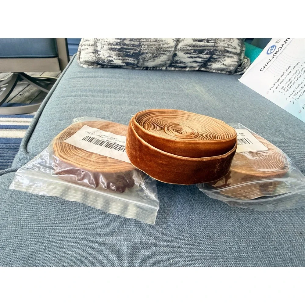 Yoogcorett‎ Velvet Ribbon 3 Rolls 15 Yards Copper 1